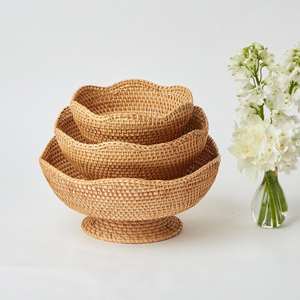 Panier à fruits sur pied en rotin naturel, prix de gros, organiseurs de rangement de haute qualité - Product Image 3