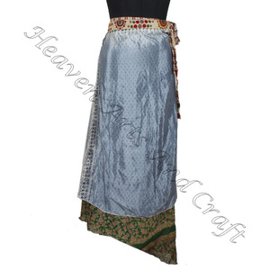 กระโปรงผ้าโสร่งสำหรับผู้หญิงดีไซน์ใหม่ล่าสุดสำหรับผู้หญิงผ้าโสร่งวิเศษแนววินเทจผ้าไหมส่าหรีเมจิก38" - Product Image 5