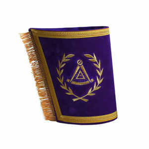 Manchette maçonnique de qualité supérieure tresse d'or sur mesure gantelets maçonniques brodés à la main - Product Image 2