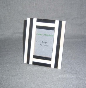 LATEST Contemporary Tribal Pattern Photo <b>Frame</b> Pair Modern Black <b>White</b> Ethnic Bone Inlay Display Set - Product Image 5