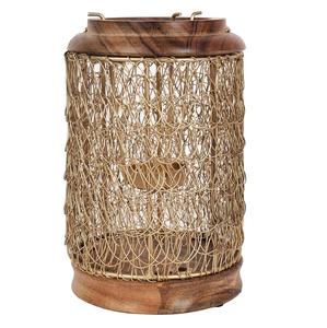 โคมไฟตกแต่งบ้านคุณภาพเยี่ยม ราคาสมเหตุสมผล ทำจากไม้ทั้งด้านบนและด้านล่าง พร้อมโครงลวดโลหะ - Product Image 1