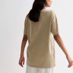 Nuevas Camisetas estampadas con lavado ácido de hombro caído para mujer, ropa de calle con logotipo personalizado, Camisetas estampadas a la moda con estilo para mujer - Product Image 4