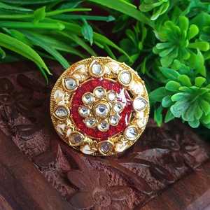 Efulgenz Indian Manufacturer Jewellery Antique Round Crystal Faux Kundan Adjustable Big Finger Ring for Women Jewelry for Women - Product Image 2