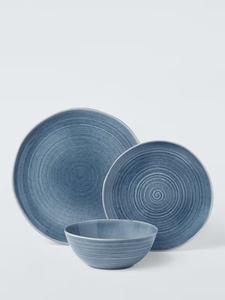 Service d'assiettes en céramique bleu acier, motif spirale texturé, surface émaillée, construction robuste pour des tables sophistiquées - Product Image 1