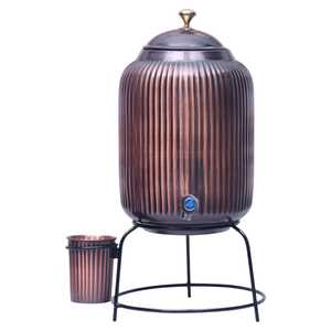 Wholesale Antique <b>Copper</b> Embossed <b>Strip</b> Design Water Dispenser From India For Restaurant Hotel Home Use - Product Image 4