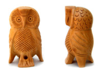 Statuette d'hibou en bois naturel, faite à la main, design zen asiatique, taille personnalisée, décoration intérieure pour [Nom de la marque] - Félicitations