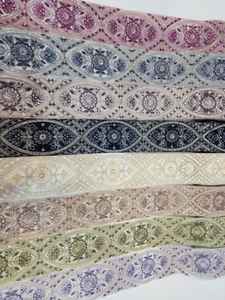 Garnitures de dentelle de broderie colorée robe faite à la main placé tissu de mariage - Product Image 2