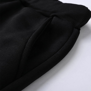 100% algodón 350 GSM chándal pantalones de chándal y conjuntos de Sudadera con capucha para hombres chándal personalizado Logo negro Crop Top chándal acampanado - Product Image 6