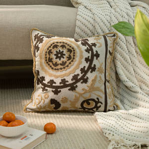 New Floral Embroidered Cushion Cover 18x18 Decorative And Accent Floral <b>Throw</b> <b>Pillow</b> Luxurious Embroidered Cushions Cover - Product Image 2