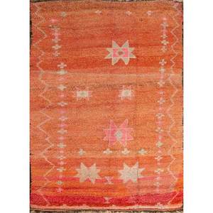 Alfombra de Lana Anudada a Mano Nuray, Diseño Geométrico Rojo Naranja, Kilim Rectangular de 9x12 para Entrada de Casa, Abstracto para Adolescentes, Pae-4590 - Product Image 1