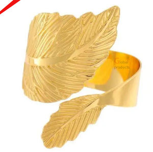 Rond de serviette design feuille d'aluminium en métal doré de qualité supérieure pour hôtel, restaurant et bar - Product Image 4