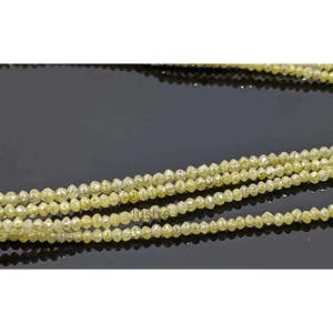 Perles de diamant facettées jaunes en forme de rondelle, 1,8-2,4 mm, brins de 15 pouces, diamant naturel facetté - Product Image 2