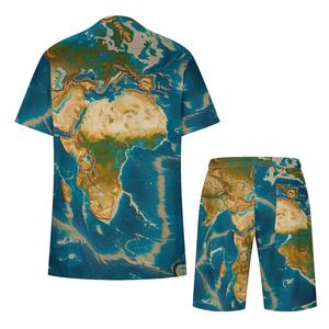 2025 Último diseño Fábrica al por mayor Logotipo personalizado Camisas de impresión digital para hombres Camiseta informal de manga corta Conjunto Doble - Product Image 4