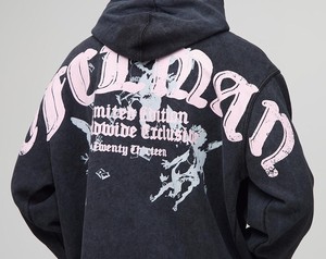 เสื้อฮู้ดผ้าฝ้ายโพลีเอสเตอร์โอเวอร์ไซส์สำหรับผู้ชายผ้าล้างออกเป็นกรดมีฮู้ดโอเวอร์ไซส์พิมพ์ลายบนหน้าจอแบบวินเทจ - Product Image 2