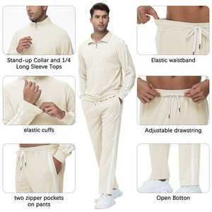 ชุดวอร์มสองชิ้นสำหรับผู้ชายชุด S-3XL สีพื้นสำหรับฤดูใบไม้ร่วงและฤดูหนาว - Product Image 3