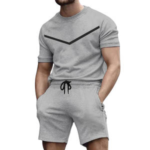 Vente en gros ensemble 2 pièces pour hommes impression personnalisée de haute qualité ensembles jumeaux pour hommes de grande taille ensemble court d'été à quantité minimale de commande basse vêtements de rue pour hommes - Product Image 3