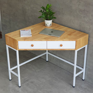 <b>Foldable</b> 80x80cm Rubber Wood Corner Wall <b>Desk</b> with Bookshelf Storage and Cooling Features CD68022 Computer Table - Product Image 2