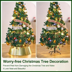 Collier d'arbre en métal pour arbre de Noël couverture de base ronde décorative moderne rustique décor élégant en acier durable robuste - Product Image 5