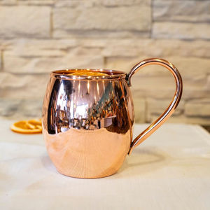 Shiny Copper Drinking <b>Mug</b> For Rustic Kitchen Decor And Ayurvedic Health Benefits With Authentic Handcrafted Design - Product Image 1