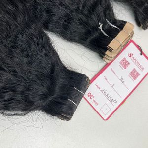 Extensiones de cabello humano de 20 pulgadas de color negro azabache doble Virgen sin procesar extensiones de cinta invisible recta rizada cabello humano - Product Image 1