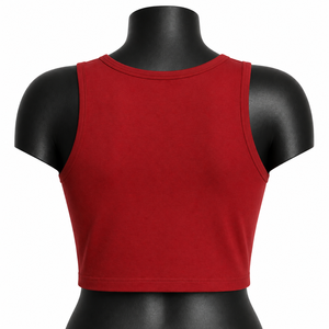 Custom <b>Red</b> Women Crop Tank <b>Top</b> Sleeveless Yoga Gym Fitness Activewear OEM Wholesale Sportswear - Product Image 2