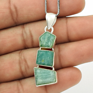 Nueva llegada venta al por mayor joyería personalizada 925 plata esterlina natural amazonita piedra preciosa diseño único colgante fabricante - Product Image 2