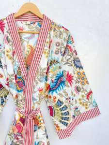 Albornoz de Kimono de algodón suave, bata de ducha nupcial estampada colorida, vestidos casuales, regalo para ella, Kimono hermoso - Product Image 2