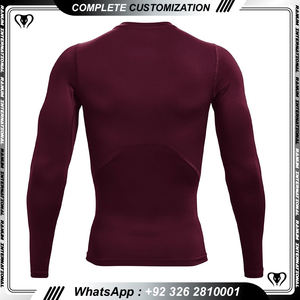 Camisa de manga larga para correr con serigrafía bordada, polos de color granate de manga larga - Product Image 5