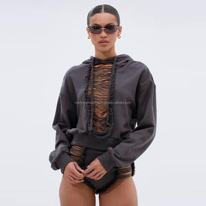 Sudadera con capucha bordada personalizada de algodón en blanco French Terry 500 GSM, sudadera extragrande de peso pesado - Product Image 2