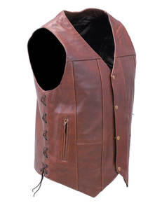 2025 nouveau gilet en cuir de buffle à la mode adulte gilets personnalisés Vintage vestes en cuir marron gilet Logo personnalisé Service OEM - Product Image 3