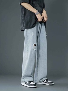 Jeans de Mezclilla Ajustados para Hombre, de Algodón, Estampados, Desgastados, Rotos, Elegantes, Cómodos, Casuales, Duraderos, Modernos, para Uso Diario - Product Image 3