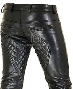 Pantalon droit pour homme en cuir véritable de haute qualité, taille mi-haute, en toile légère, tailles et couleurs personnalisables – Meilleures ventes - Product Image 2