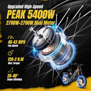 Juliet Pro 2 43-32mph bici elettrica per adulti picco 5400W/1200W doppio motore Ebike 60V/48V 70Ah/60Ah 200 + miglia lungo raggio - Product Image 4
