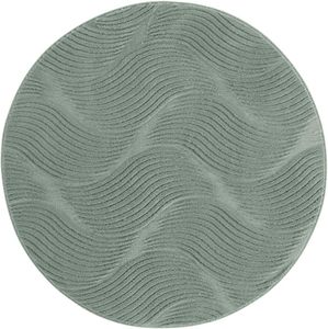 Boho <b>Round</b> Low Pile cotton <b>Rug</b> Machine Made 3D Look Wave Pattern Washable Easy-Care Durable Living Room Children's Room - Product Image 1