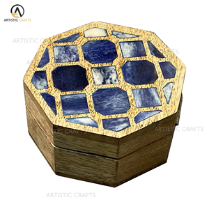 Boîte d'incrustation en résine écologique faite à la main Design géométrique Rangement décoratif de luxe avec finition artisanale - Product Image 2