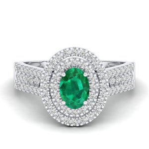 แหวนเพชรทรงรี REYES Luxury ทองคำแท้ 14K 18K ประดับพลอยมรกต 0.75 กะรัต พร้อมวงแหวนโมอิสซาไนต์ ดีไซน์หรูหรา ของขวัญสุดพิเศษสำหรับการหมั้น - Product Image 1