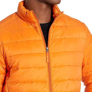 Chaquetas de burbuja para hombre de color naranja, chaqueta de burbuja acolchada para hombre, chaqueta acolchada de poliéster 100% de alta calidad a la venta - Product Image 6