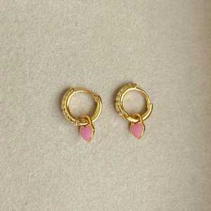 Gold Plated Pink Charm Hoop <b>Earrings</b> Elegant Jewelry For Women Birthday Gift Anniversary Gift For Her Oem Odm Wholesale - Product Image 4