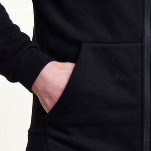 Sweat-shirt à capuche zippé en molleton slim fit pour homme, manches raglan, noir uni, décontracté, pour l'automne - Product Image 5