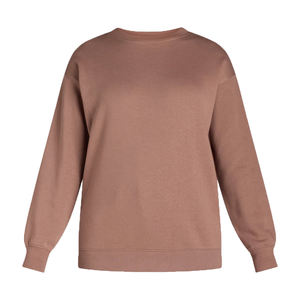 Custom Eco-Friendly Women's Embroidered <b>Fleece</b> Sweatshirt Breathable Windproof Regular Crew Neck 340g Polyester/Cotton <b>Brown</b> OEM - Product Image 1