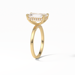 Anillo de Compromiso y Matrimonio de Oro Blanco de 14K con Moissanita Incolora de Corte Esmeralda de 3.10 Ct en Forma de Corazón con Engaste Pavé - Product Image 5