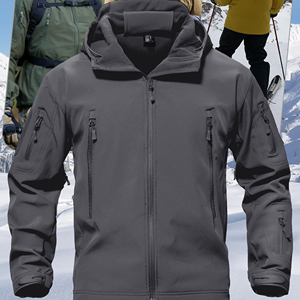 Veste matelassée à capuche imperméable à l'eau avec impression de logo personnalisée pour hommes fermeture à glissière poche en tissu teint pour l'extérieur randonnée - Product Image 6