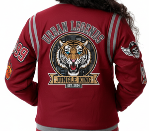 Chaqueta universitaria unisex | Bomber clásico Letterman con cuerpo de lana y mangas de poliéster | Ropa de abrigo personalizada de invierno con cuello levantado - Product Image 2