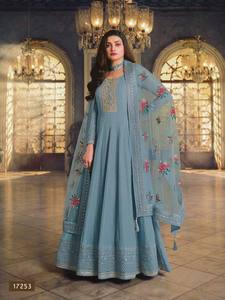 ชุดเดรสผ้าไหมลาย doola ชุดคลุม Anarkali โดย Fab Zone - Product Image 5