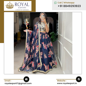 Muy en demanda Calidad de primera calidad Nuevo diseñador Organza Impreso Lehenga Choli con trabajo de bordado al precio más bajo - Product Image 2