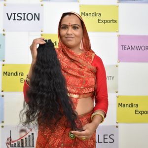 Extensions de cheveux humains bruts 100% naturels vierges Remy indiens noirs pour femme, double trame, ondulés, cuticules alignées, qualité Temple - Product Image 2