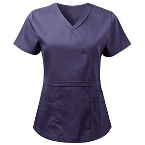 Uniforme médico de enfermera para mujer, traje cómodo de verano con pantalones de lona, color sólido personalizado, 3XL - Product Image 3