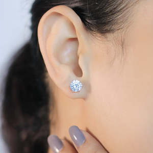 NOVAMART Fine Zarkan Trendy <b>Stud</b> Earrings Single Stone 925 <b>Silver</b> Rose Gold and 14K/18K Plated for Engagement Gift Wholesale Exp - Product Image 2