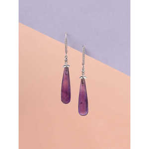 ต่างหูแฟชั่นแอเมทิสต์ธรรมชาติทรงหยดน้ำ - Product Image 1