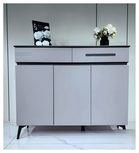 Meuble de rangement autoportant moderne en plastique gris avec design ventilateur pour salon et mobilier de maison - Product Image 1